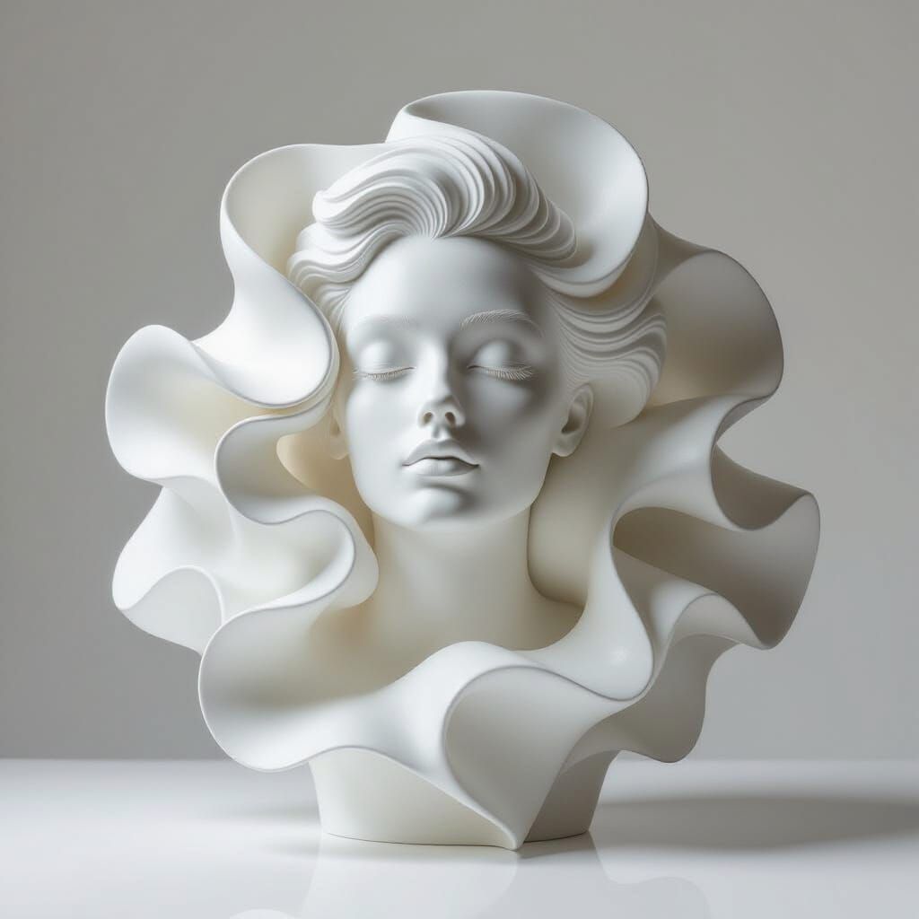Abstract Hair Sculpture in Shades of White