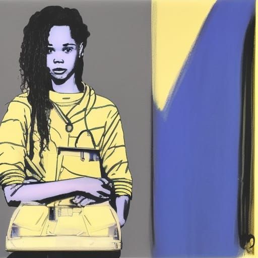 Fast Food Worker in Precisionist Digital Art Style