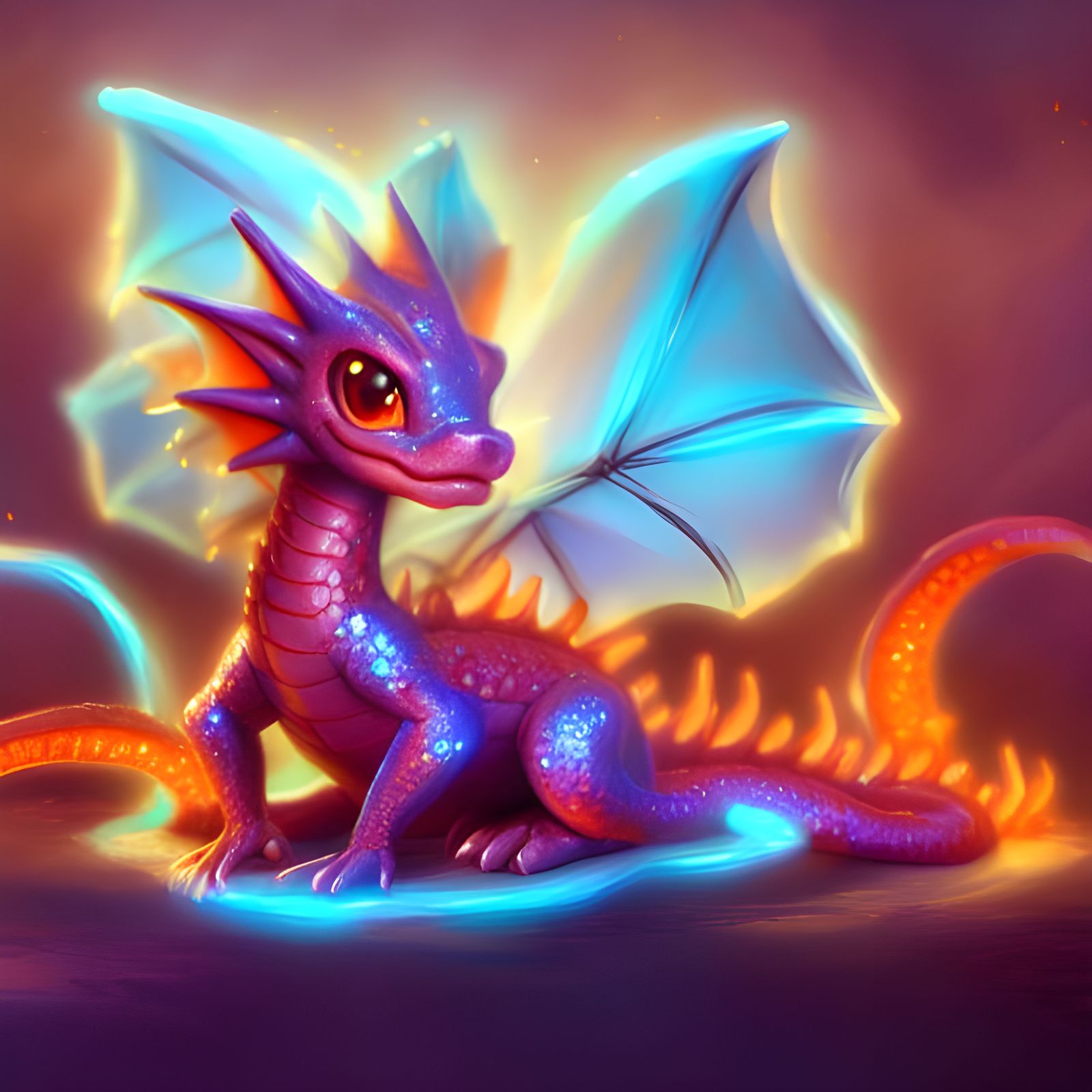 Cute Baby Fire Dragon with Crystalline Candy