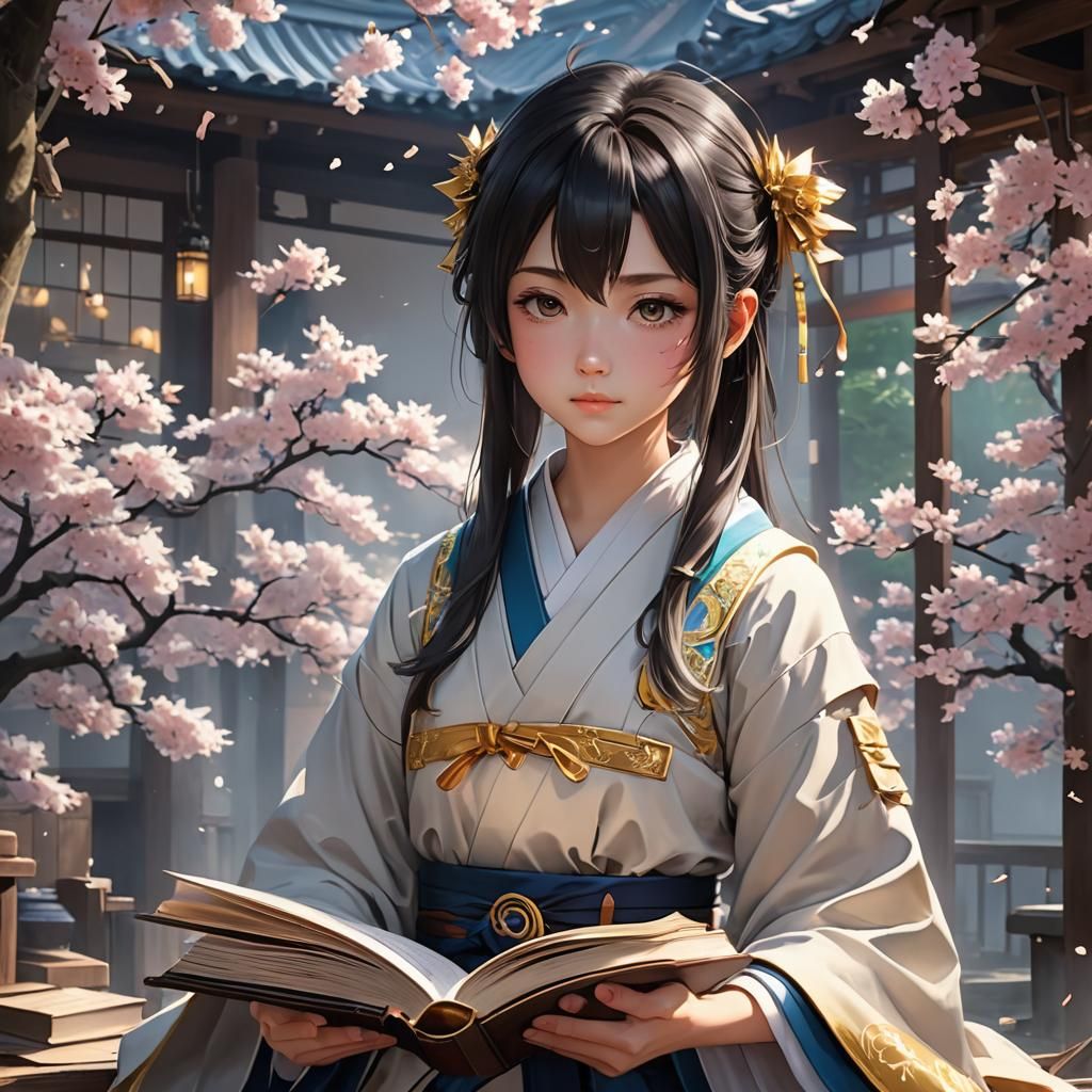 Anime Girl Reading Romance Novel in 3D Style