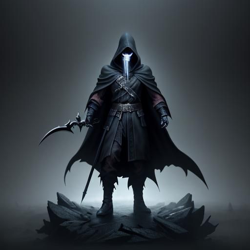 Grim Reaper in Swirling Mist: Dark Fantasy Art