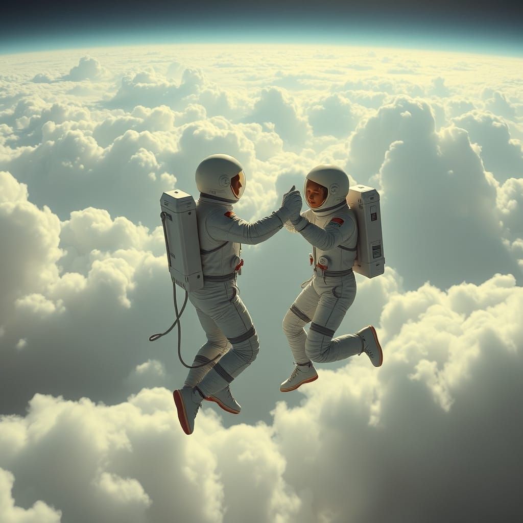 Astronauts Waltzing in Cosmic Clouds