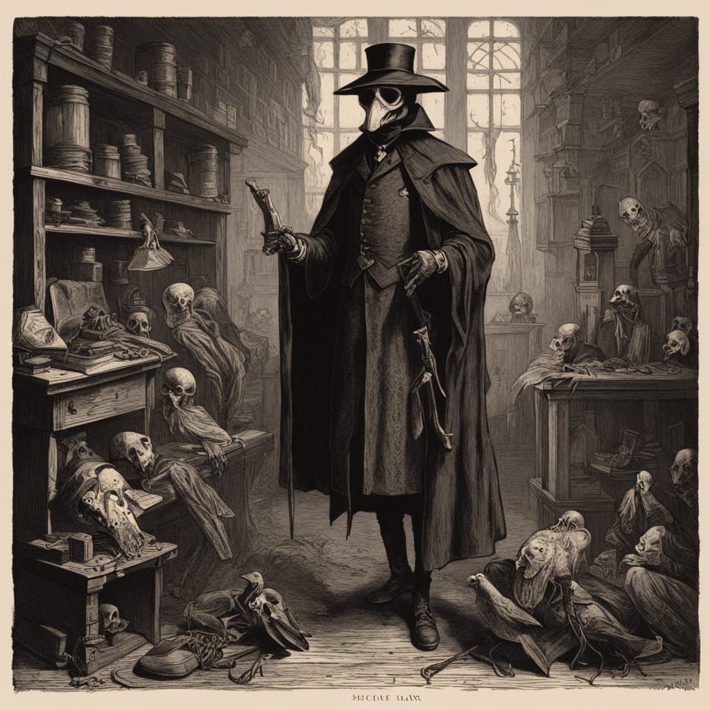 Dark Fantasy Plague Victim in Victorian Attire