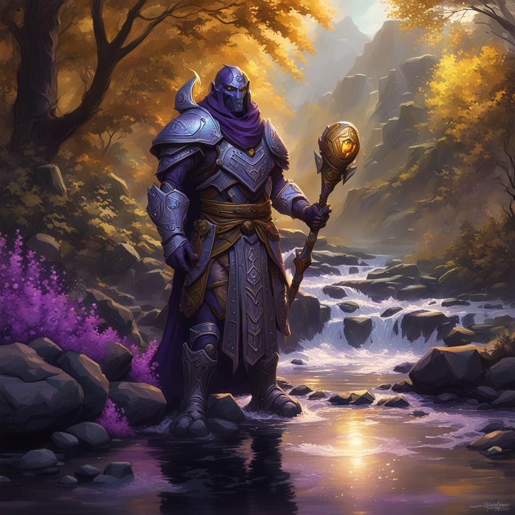 Warforged Druid Casting Spells: Dark Fantasy Art