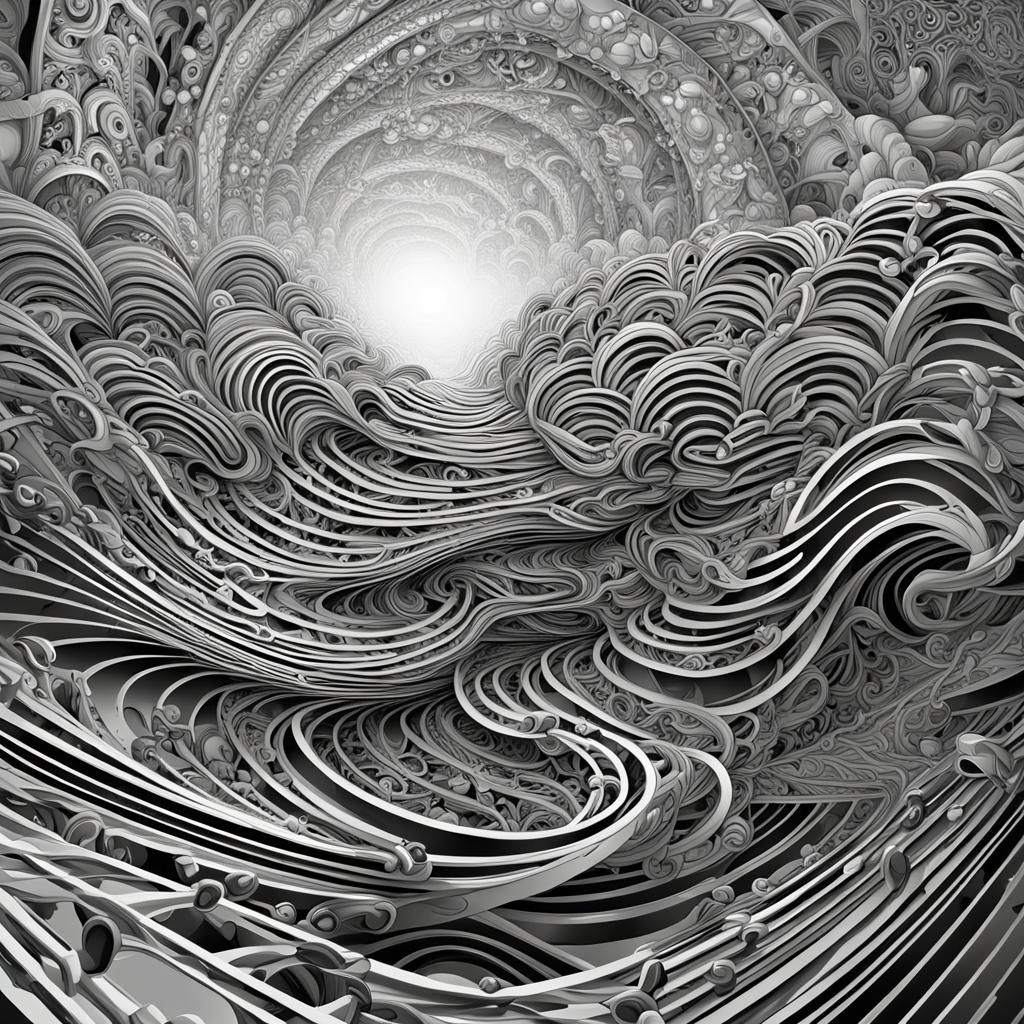 Abstract Heart Escapes: Vector Fractal Zentangle in 3D