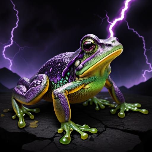 Mystical Lightning Frog in Vibrant Purple Hues