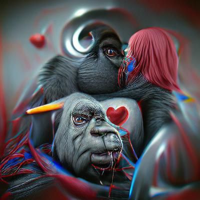 A Gorilla's Love: Hyperrealistic Tim Burton Style
