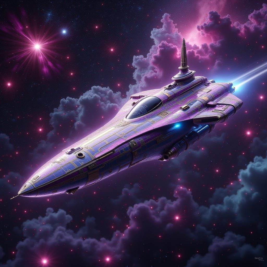 Lone Spacecraft Drifting Among Constellations