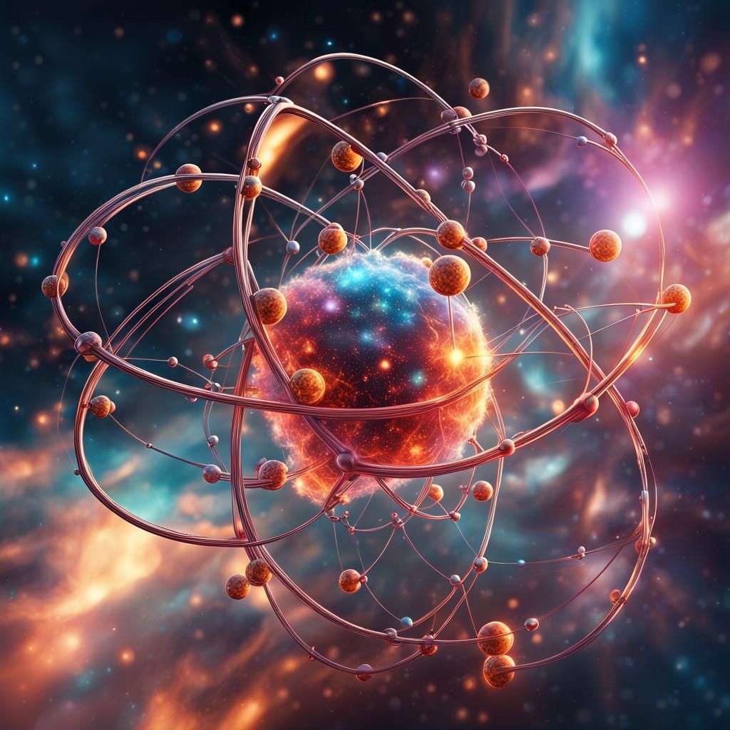 Futuristic Atom: Holographic Astral Cosmic Illustration