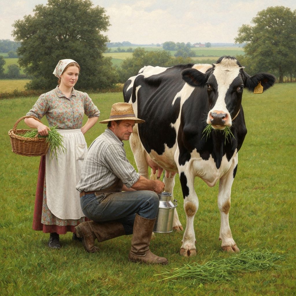Milkman and Wife in Rural Scene