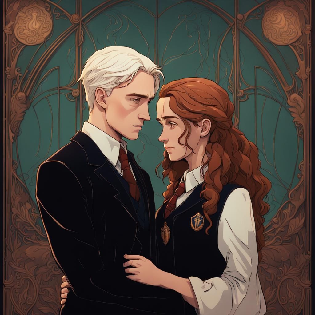Draco and Hermione in Art Nouveau Style