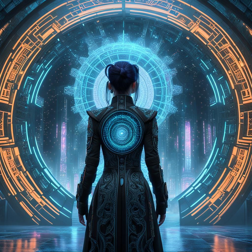 Neon-Gothic Cyberpunk Portal to Infinite Time-Space