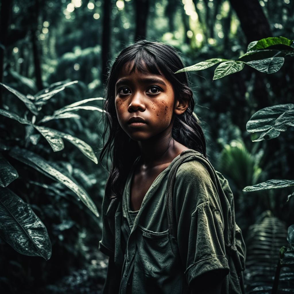 Hyperrealistic Girl Living in Jungle