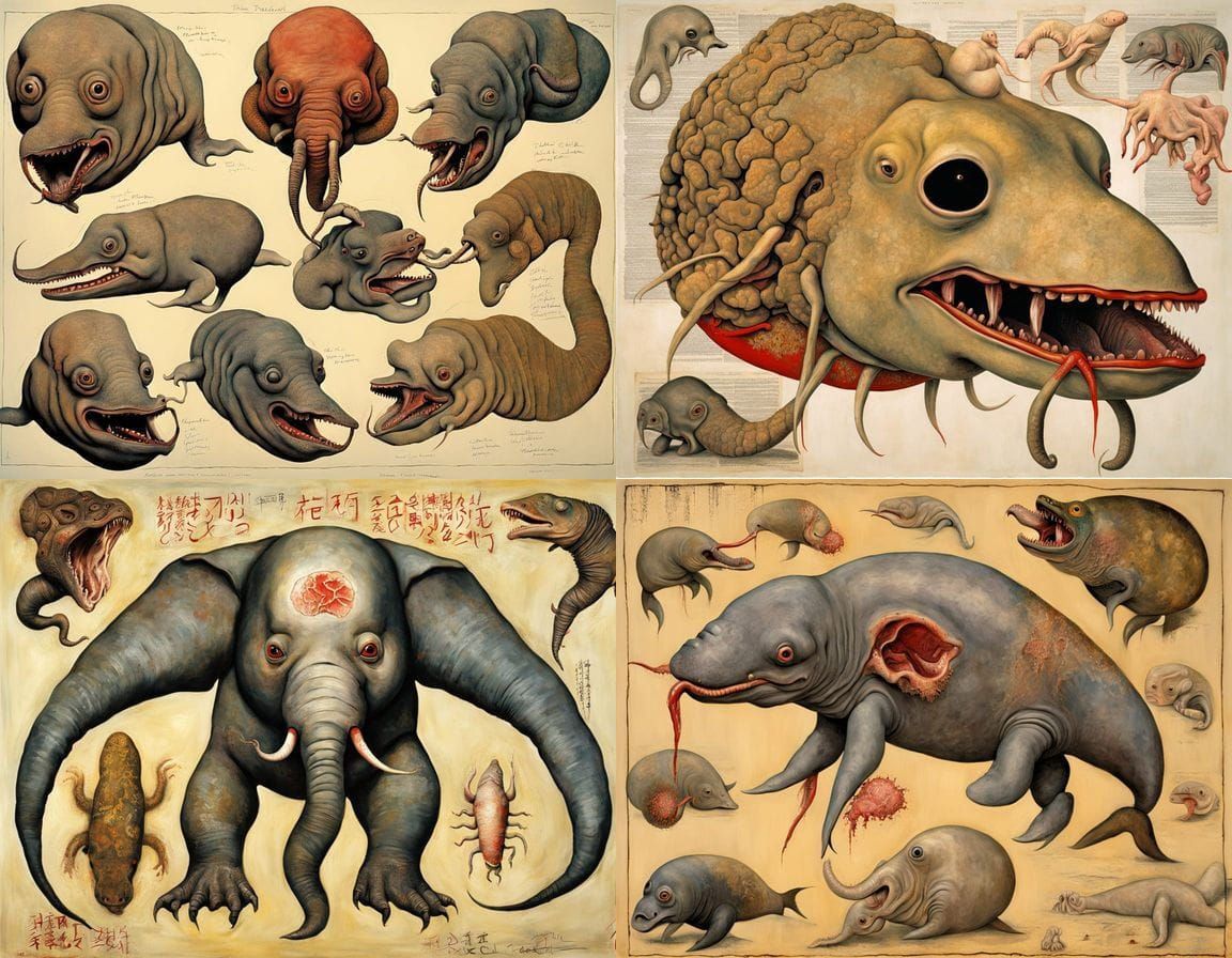 Horrific Mutant Creature in Surrealist Style