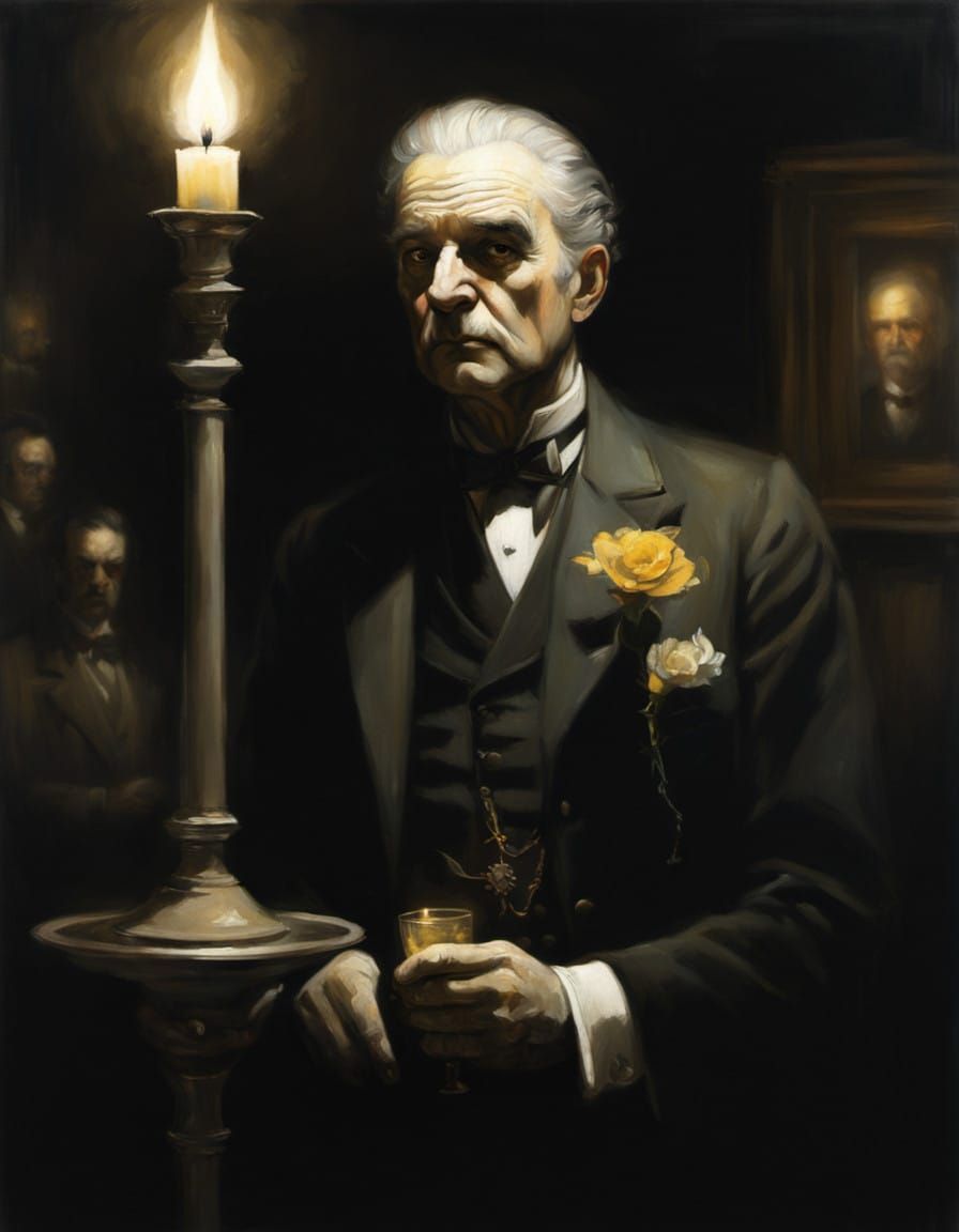 Mysterious Figure in a Dark Conservatory, a Noir Portrait