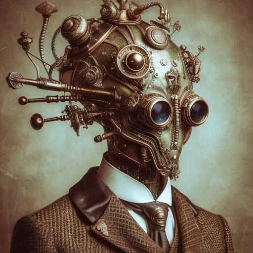 Steampunk Alien Portrait in Detailed Matte Painting