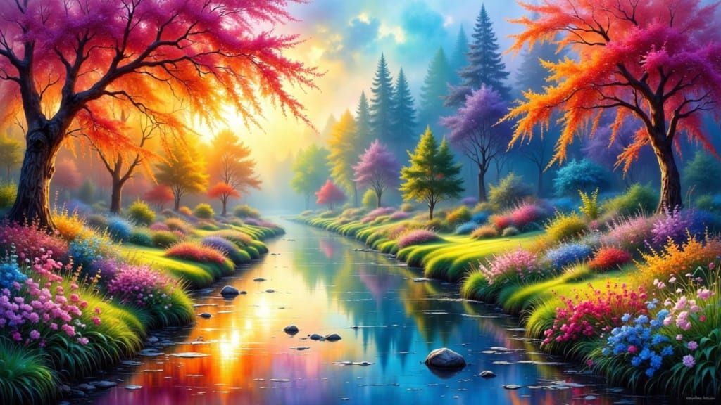 Impressionistic Landscape with Vibrant Colors