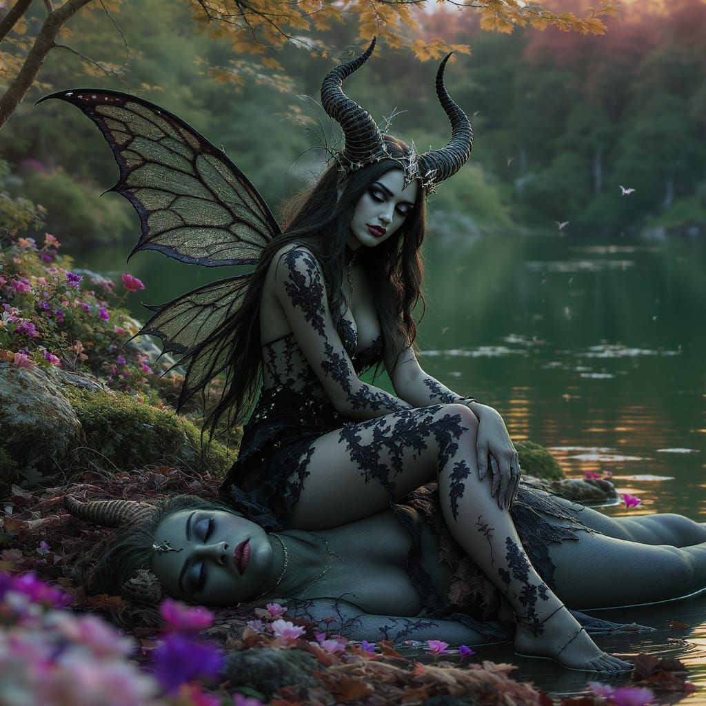 Dark Fairy on Orc by Enchanted Lake
