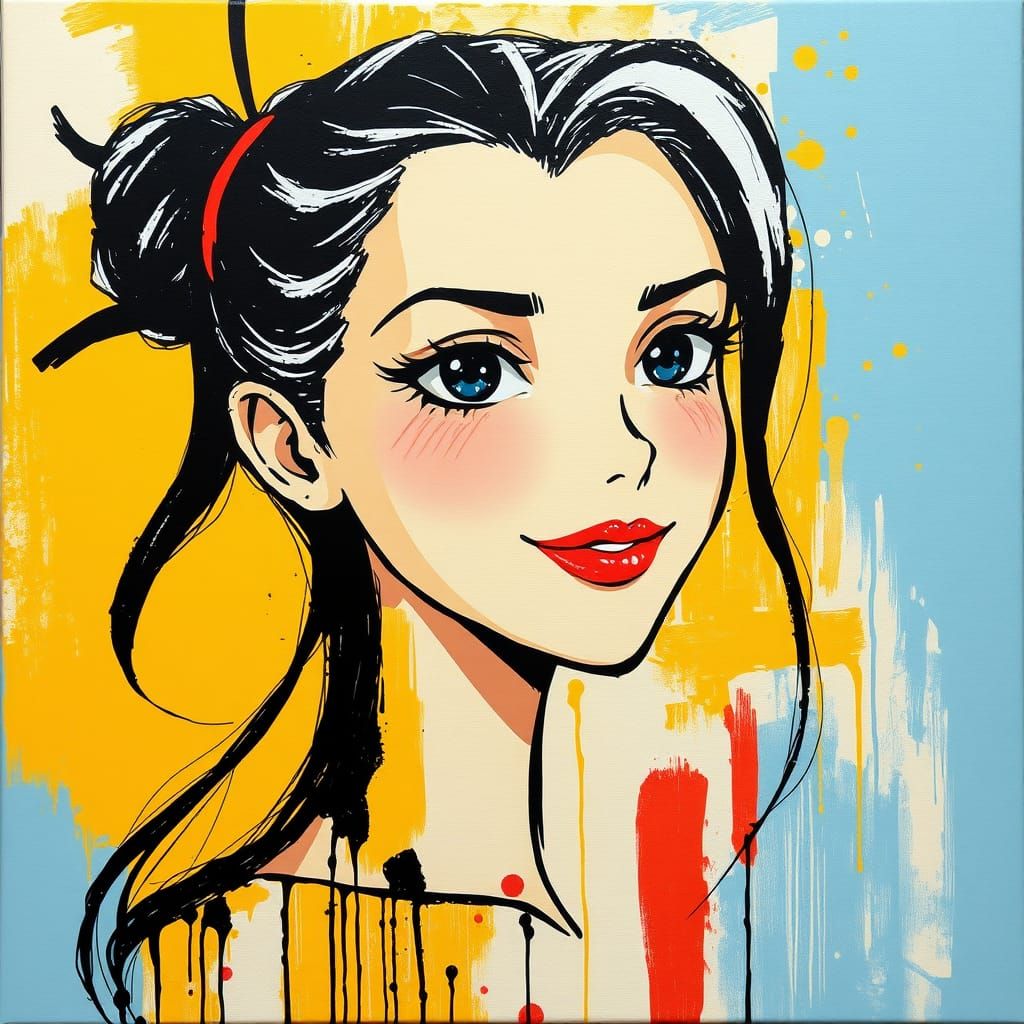 Faye Valentine's Minimalist Portrait in Abstract Brushstroke...