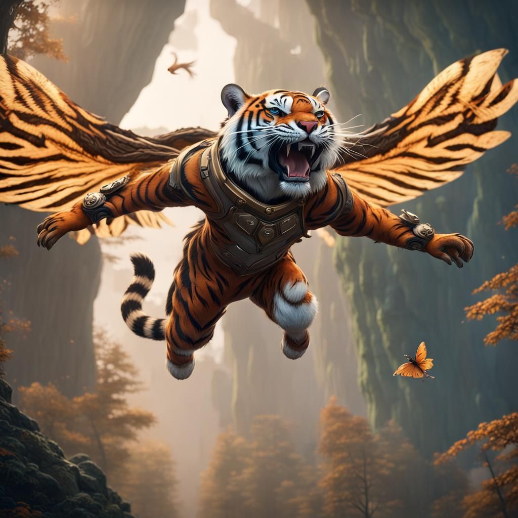 Flying Tiger Warrior with Squirrel Wings