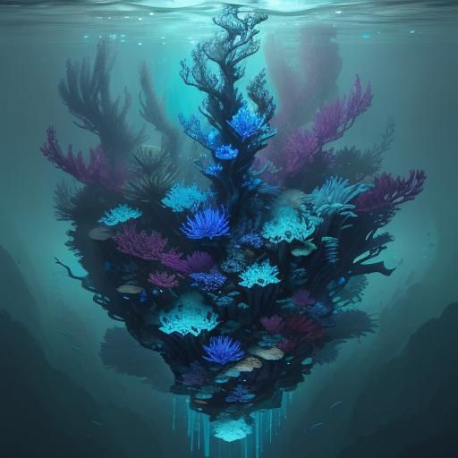 Eerie Electric Sea Pine: Digital Matte Painting