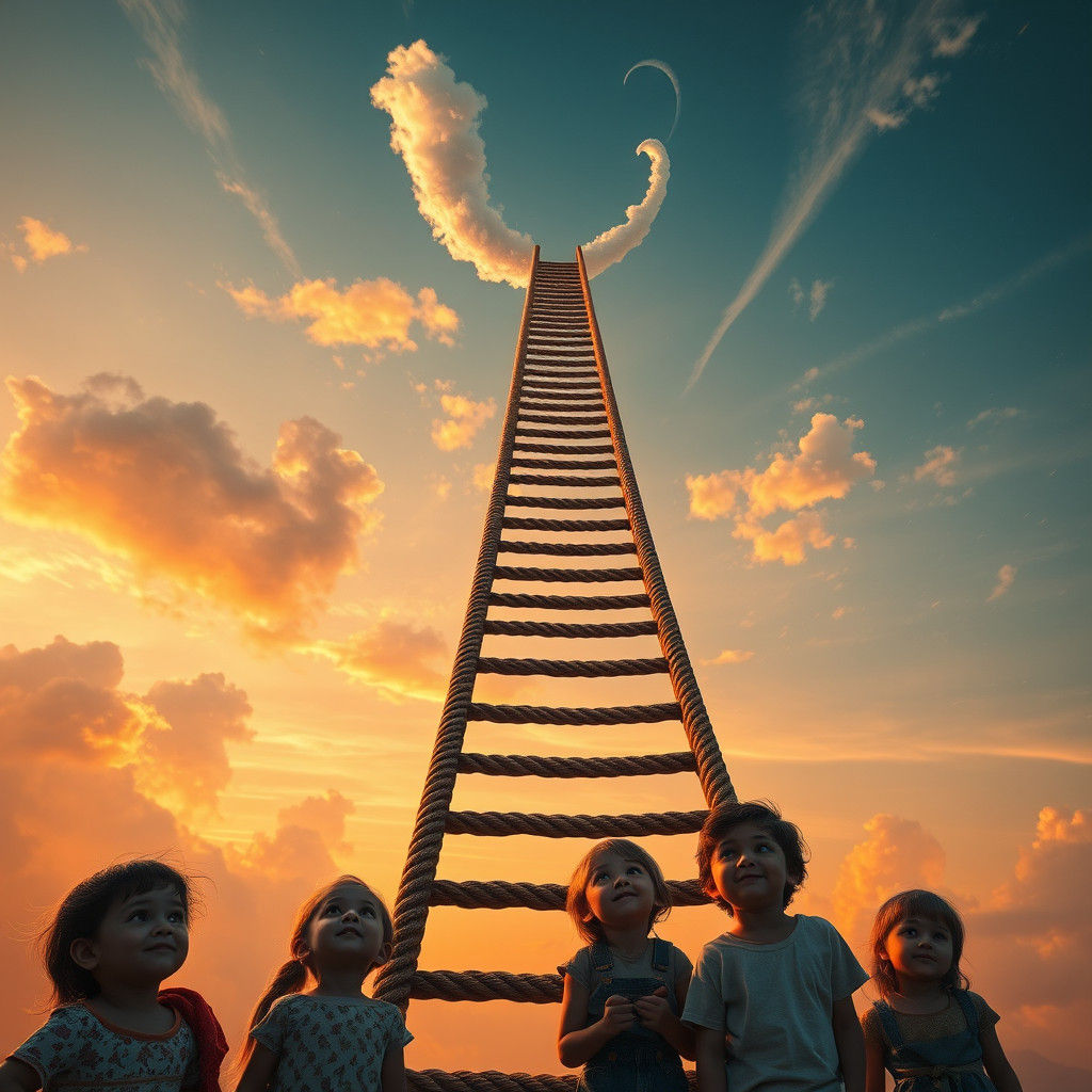Children at the Ladder to the Sky