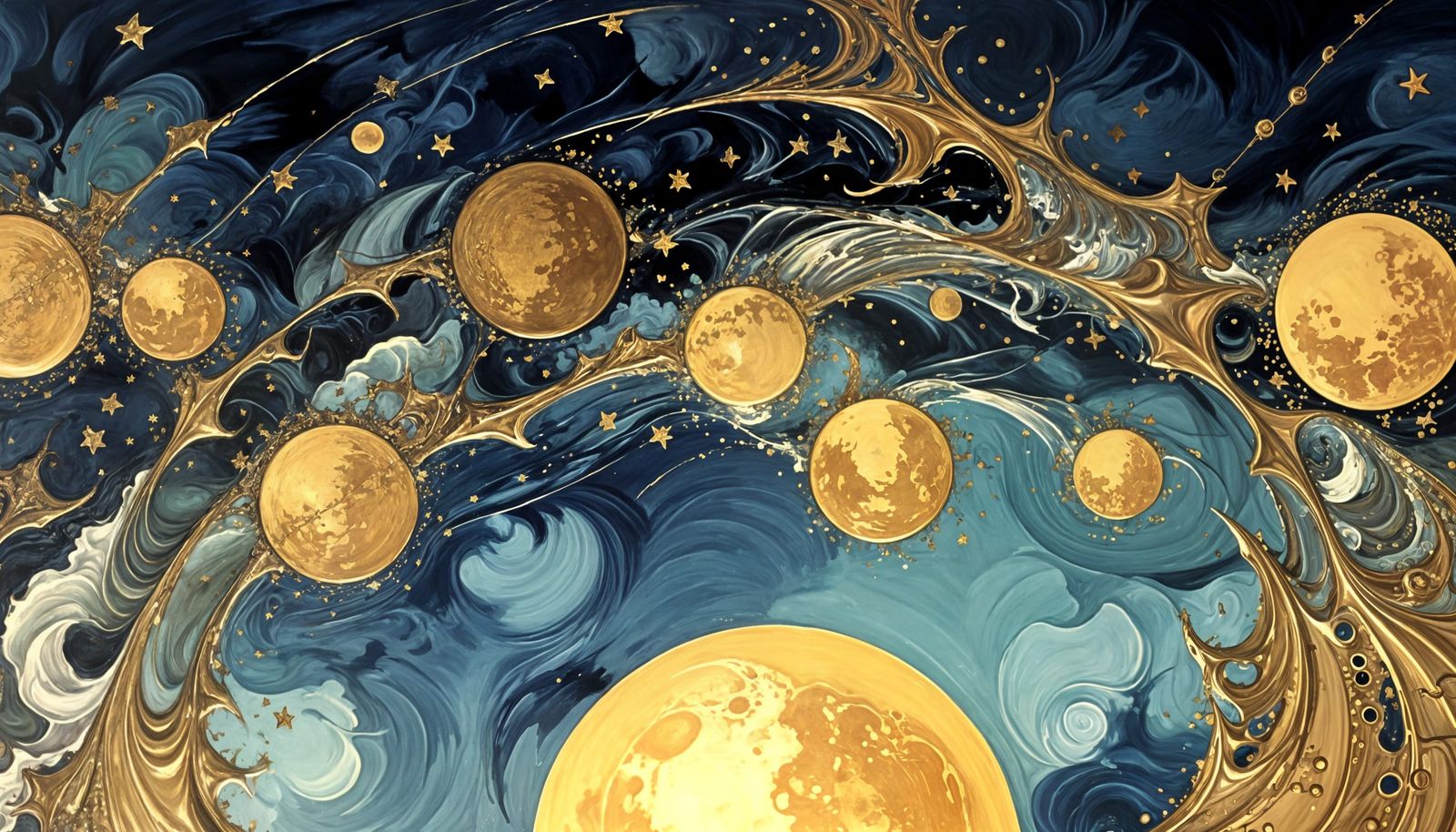 Surreal Seascape Under Golden Crescent Moon