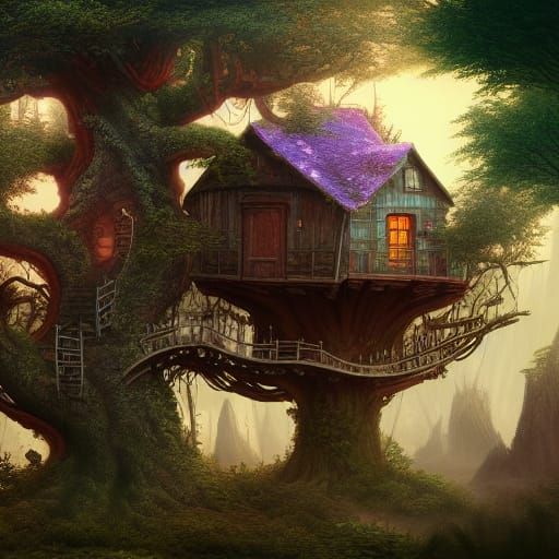 Fantastical Treehouse in Detailed Matte Painting