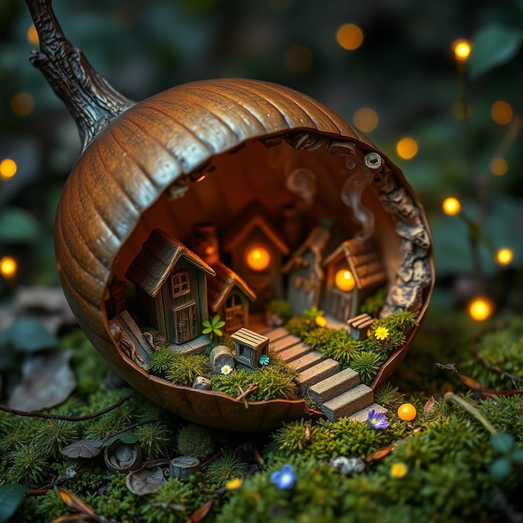 Hyperrealistic Gnome Village in Acorn
