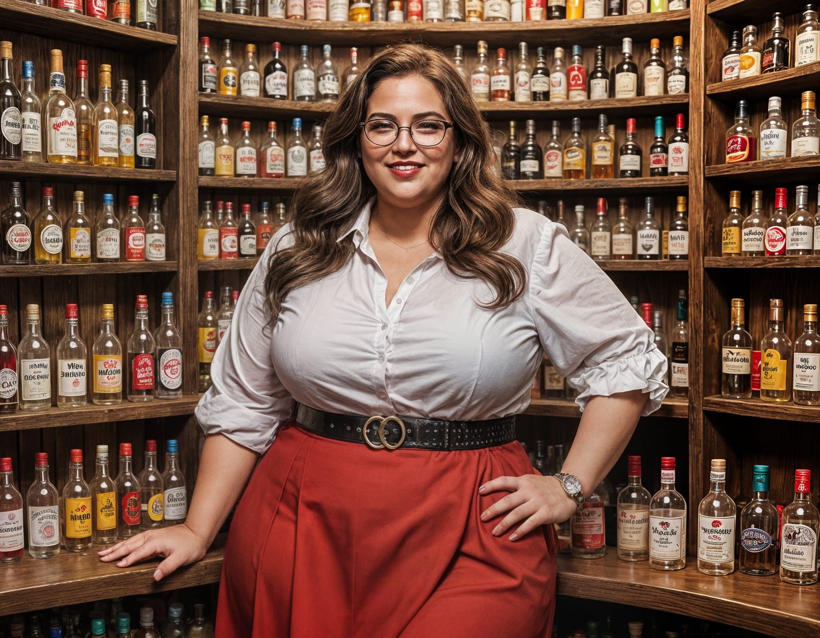 Curvy Woman with Tonic Bottle