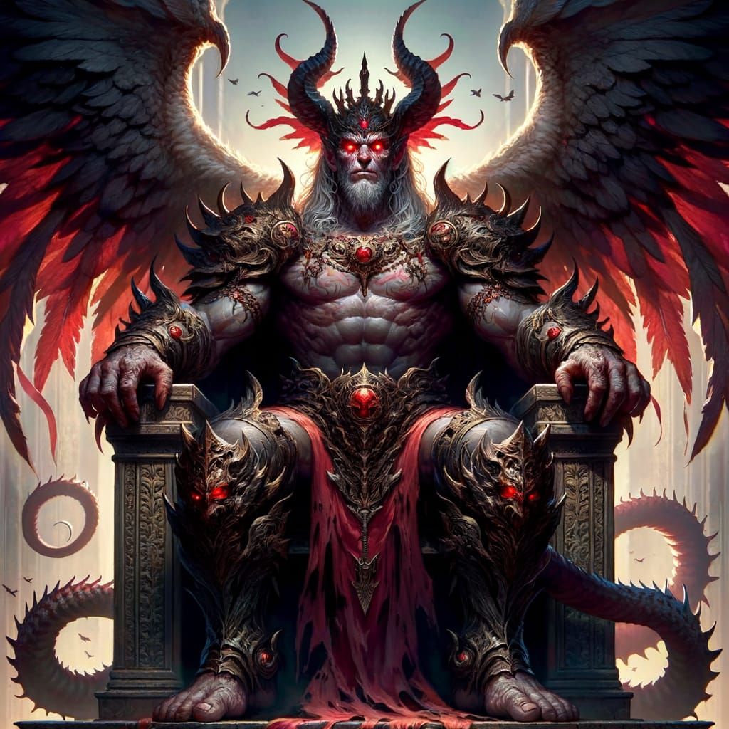 Imposing Mythical King on Grand Throne