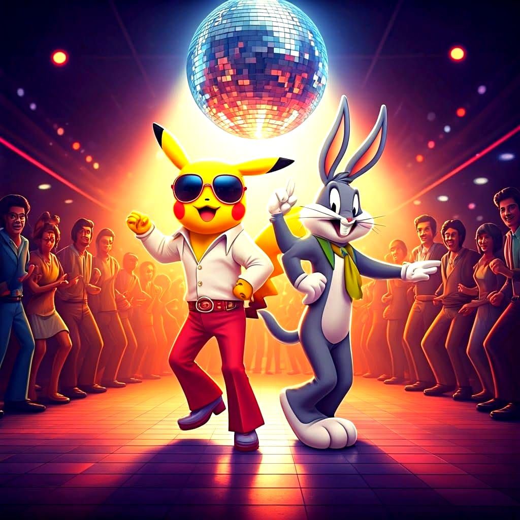 Pikachu and Bugs Bunny Disco Dancers