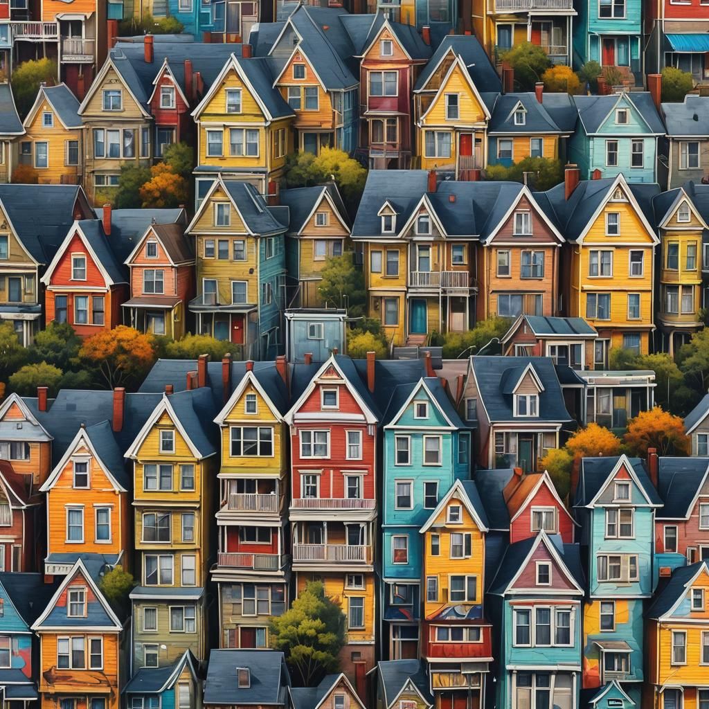 Painted Lady Houses as Graffiti Splash Art