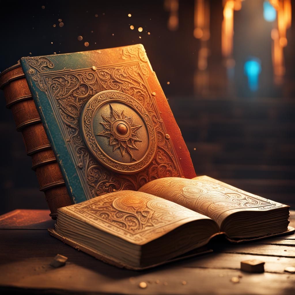 Intricately Detailed Ancient Book in Splash Art Style