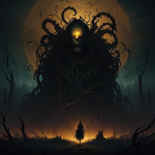 Ominous Floating Eye in Dark Fantasy Style