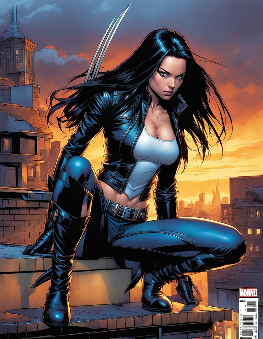 X-23 on Rooftop at Night: Marvel Comic Art