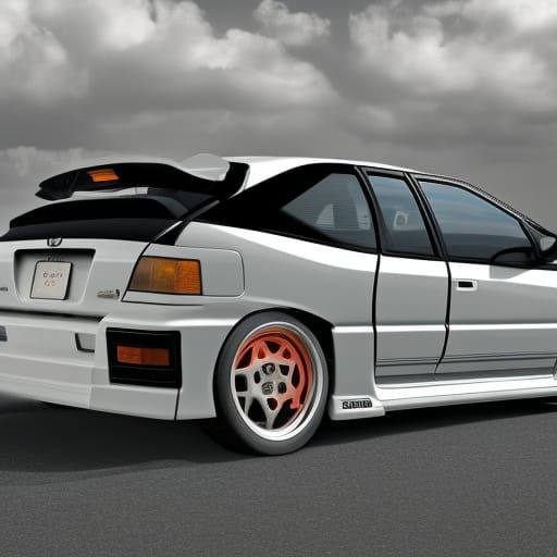 Modified 1995 Honda Civic Hatchback in Hyperrealistic Style