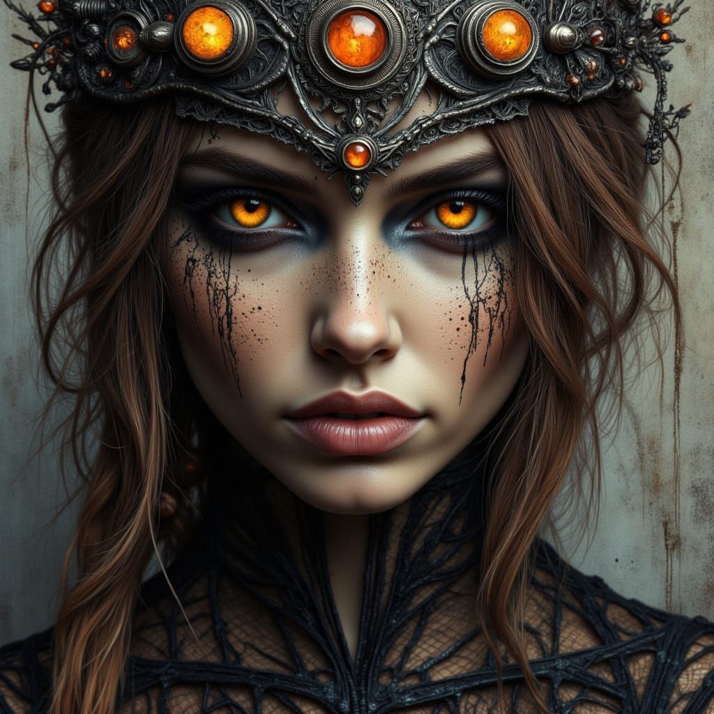 Dark Female Portrait in Luis Royo Fantasy Style