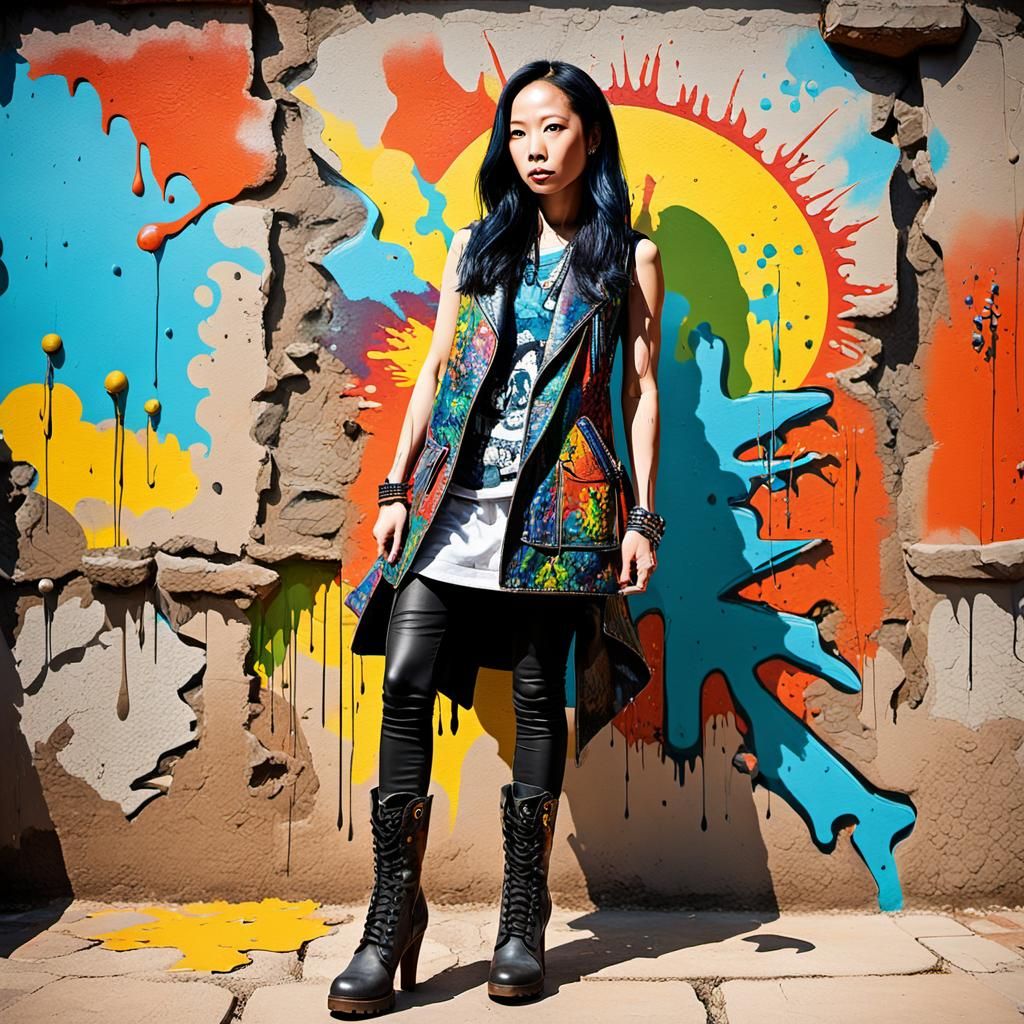 Graffiti Art Portrait in Ancient Temple