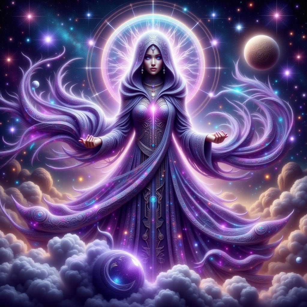 A Celestial Mystic in Vibrant, Cosmic Hues