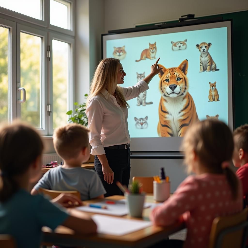 Teacher Explains Photosynthesis to Elementary Class