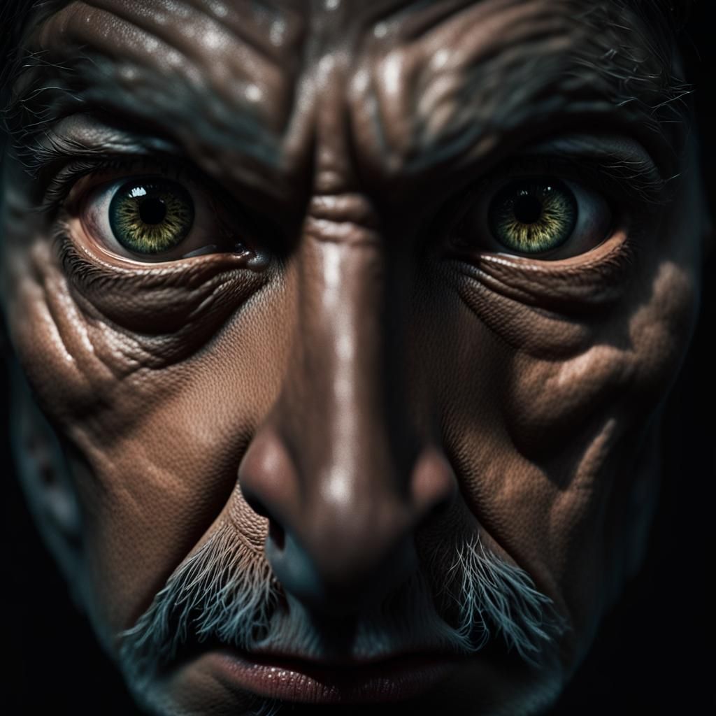 Frightened Face in Moody Chiaroscuro Lighting