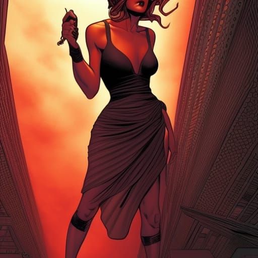 Young Mafia Boss Woman in Comic Book Style