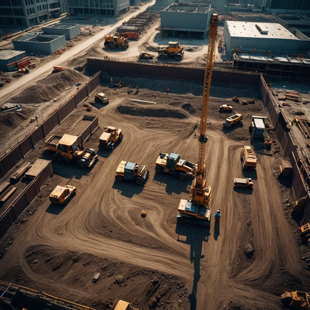 Dramatic Construction Site in Cinematic Style