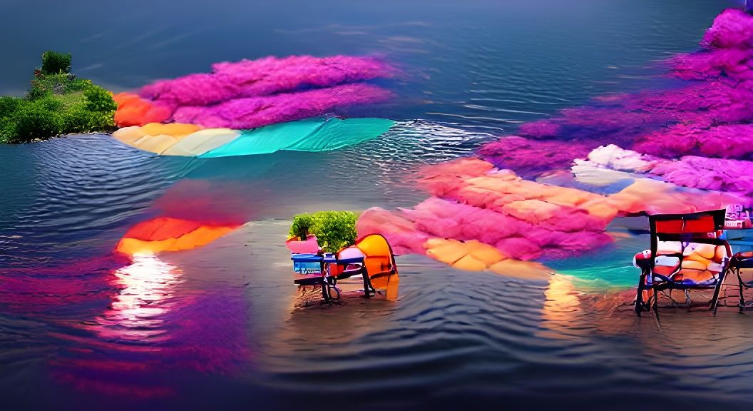 Romantic Lakeside Picnic in Vibrant Colors