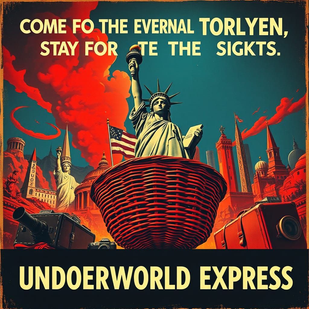 Statue of Liberty's Hellish Vacation: Mid-Century Travel Art