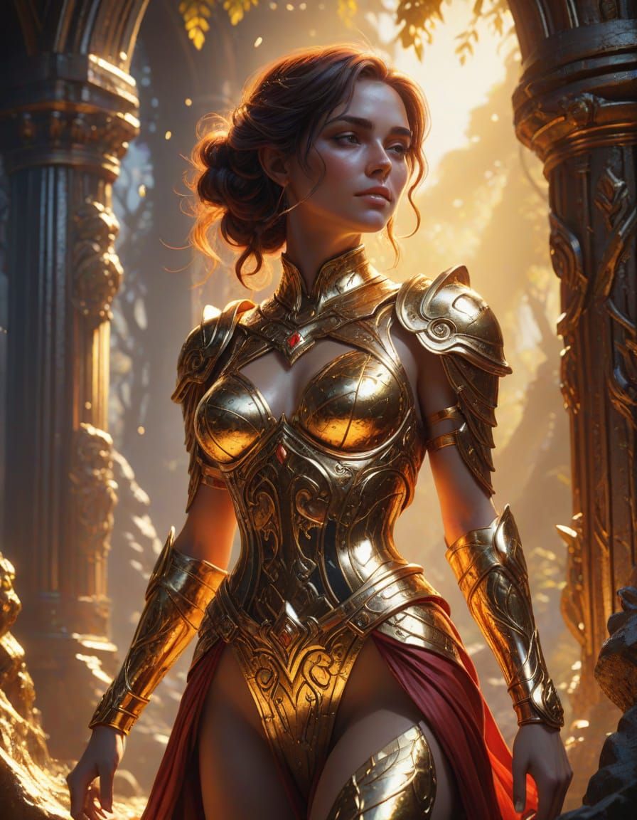 Greased Figure in Mystical Realm as Oil Painting