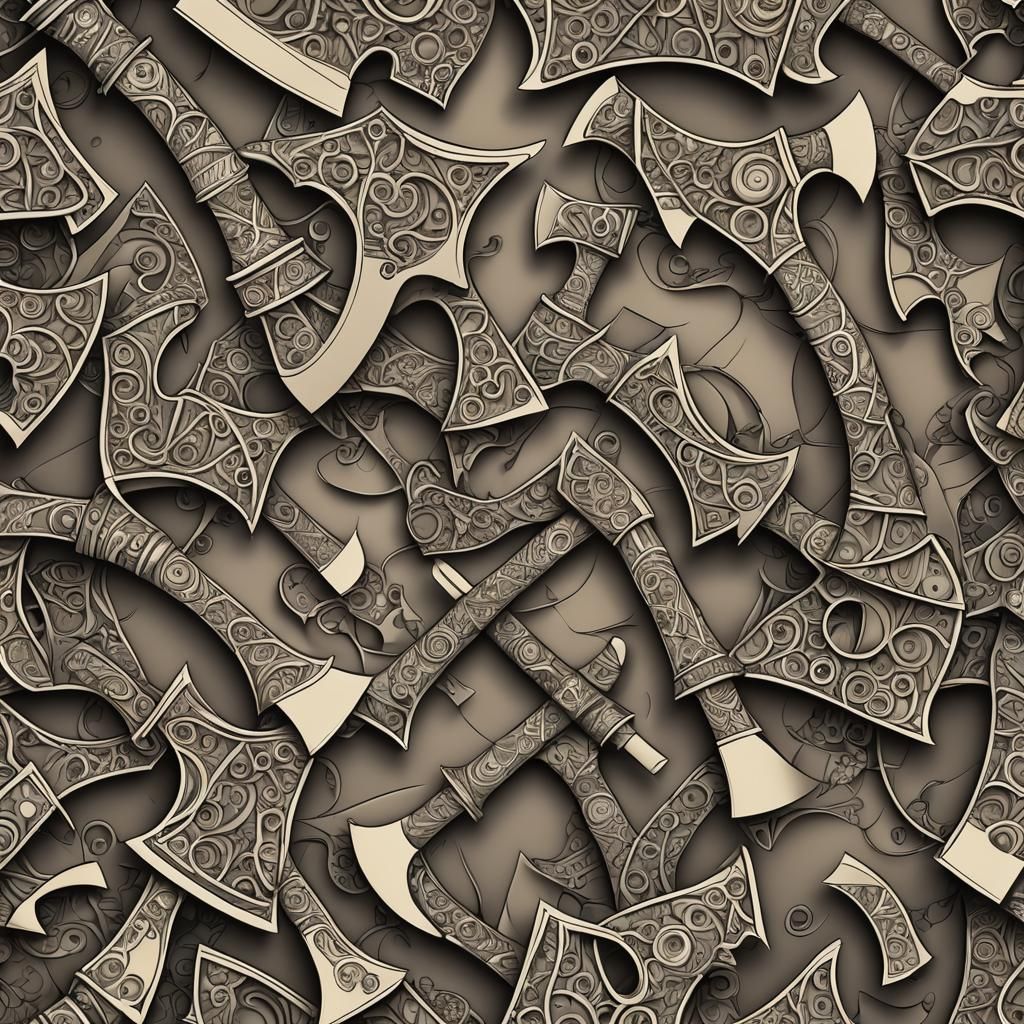 Axe Fractal Zentangle in 3D Shading