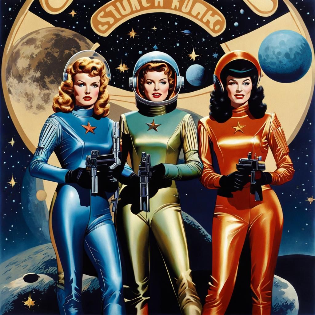 Retro Space Crew on Alien Planet