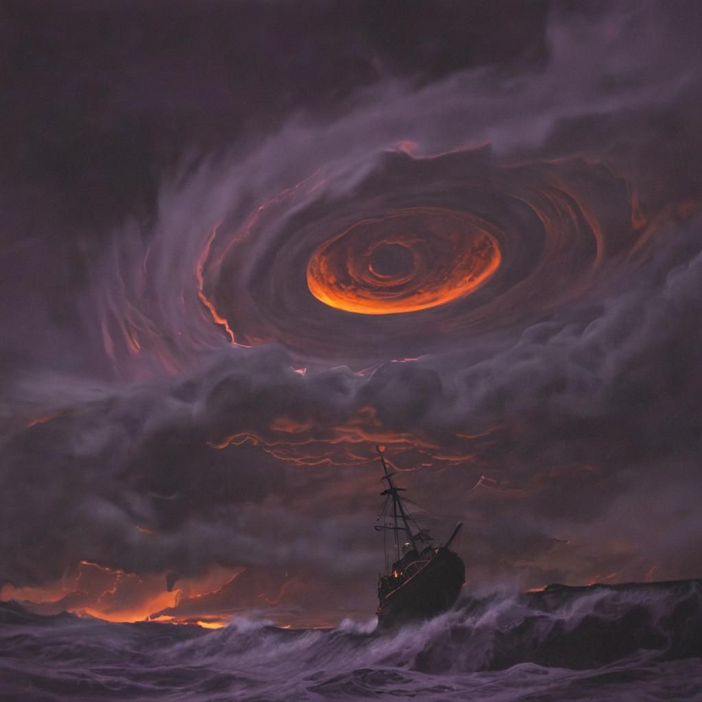 Surreal Black Moon Rises Over Hellish Hurricane